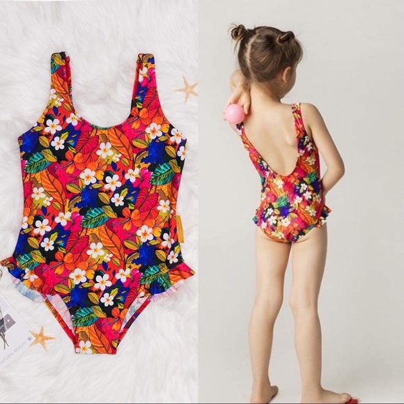 Other - Kids Floral Print One piece swimsuit